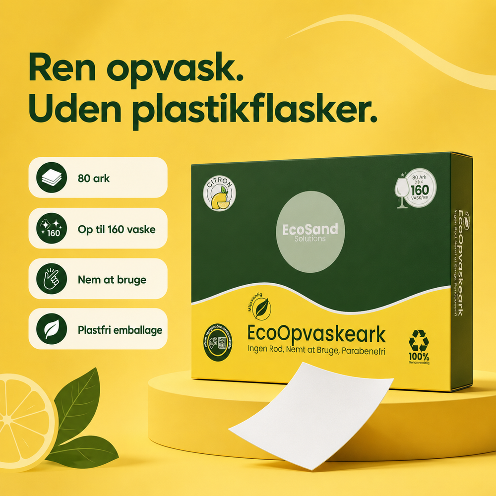 EcoOpvaskeark Citron – Effektiv opvask med plastfri emballage