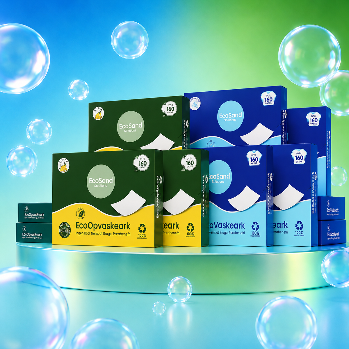 EcoSand opvaskeark og vaskeark – plastfri emballage